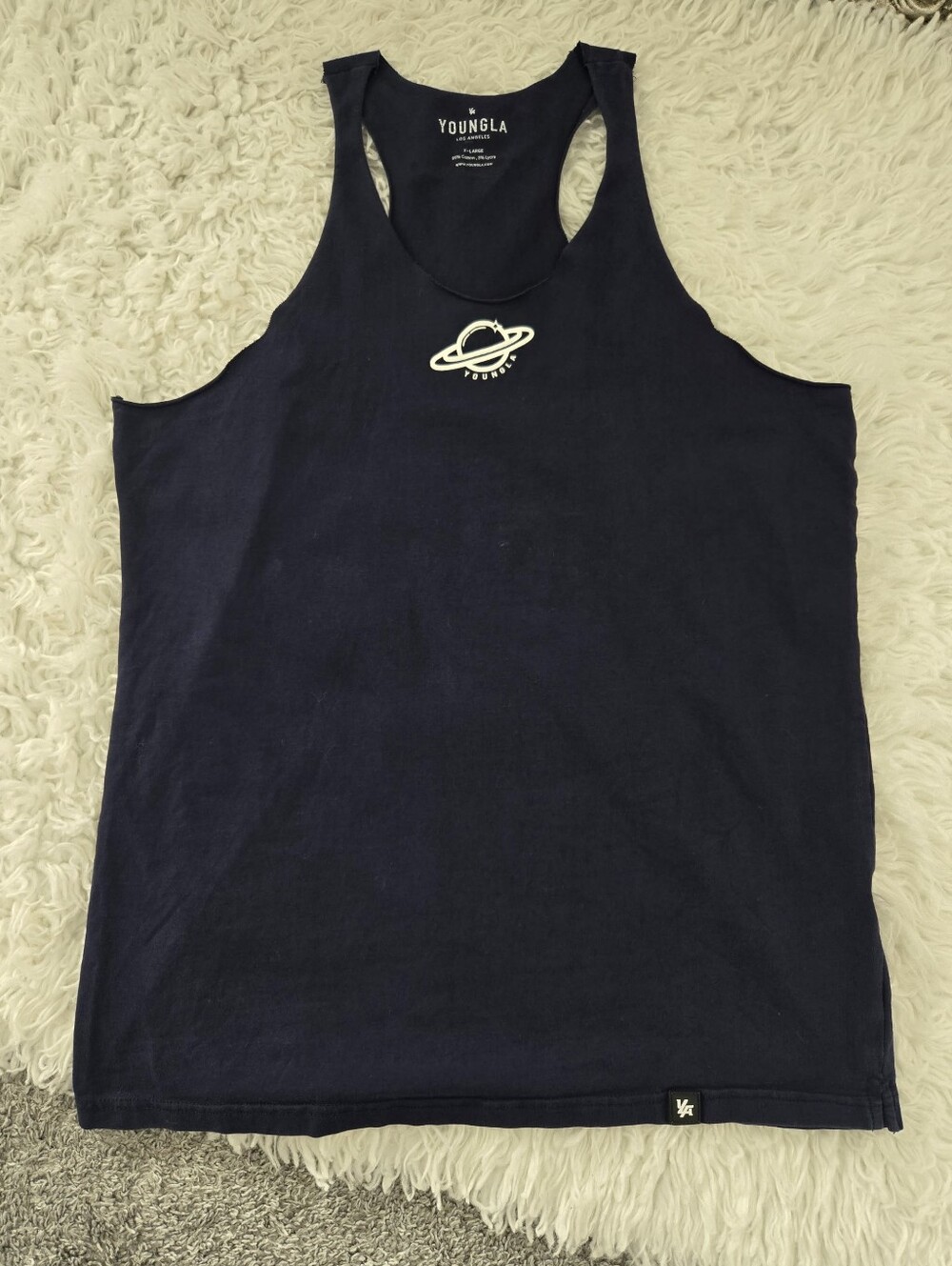 YoungLA Saturn Muscle Stringer Tank Top. Navy blue. Size XL